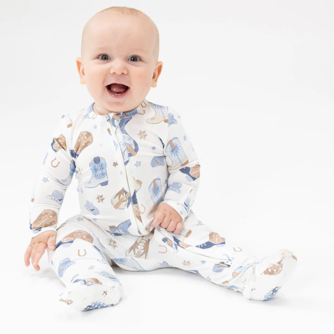 Baby Blue Cowboy Boots 2-Way Zipper PJ’s