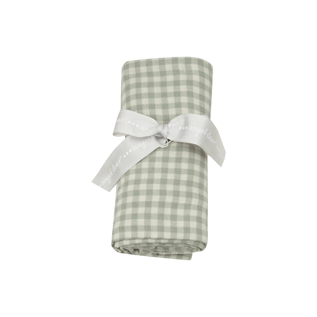 Mini Green Gingham Swaddle Blanket