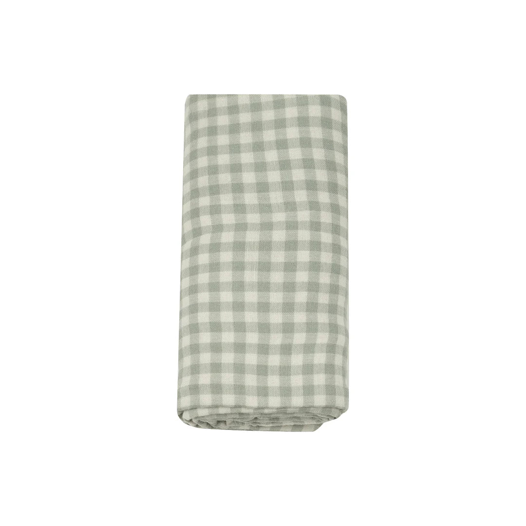 Mini Green Gingham Swaddle Blanket