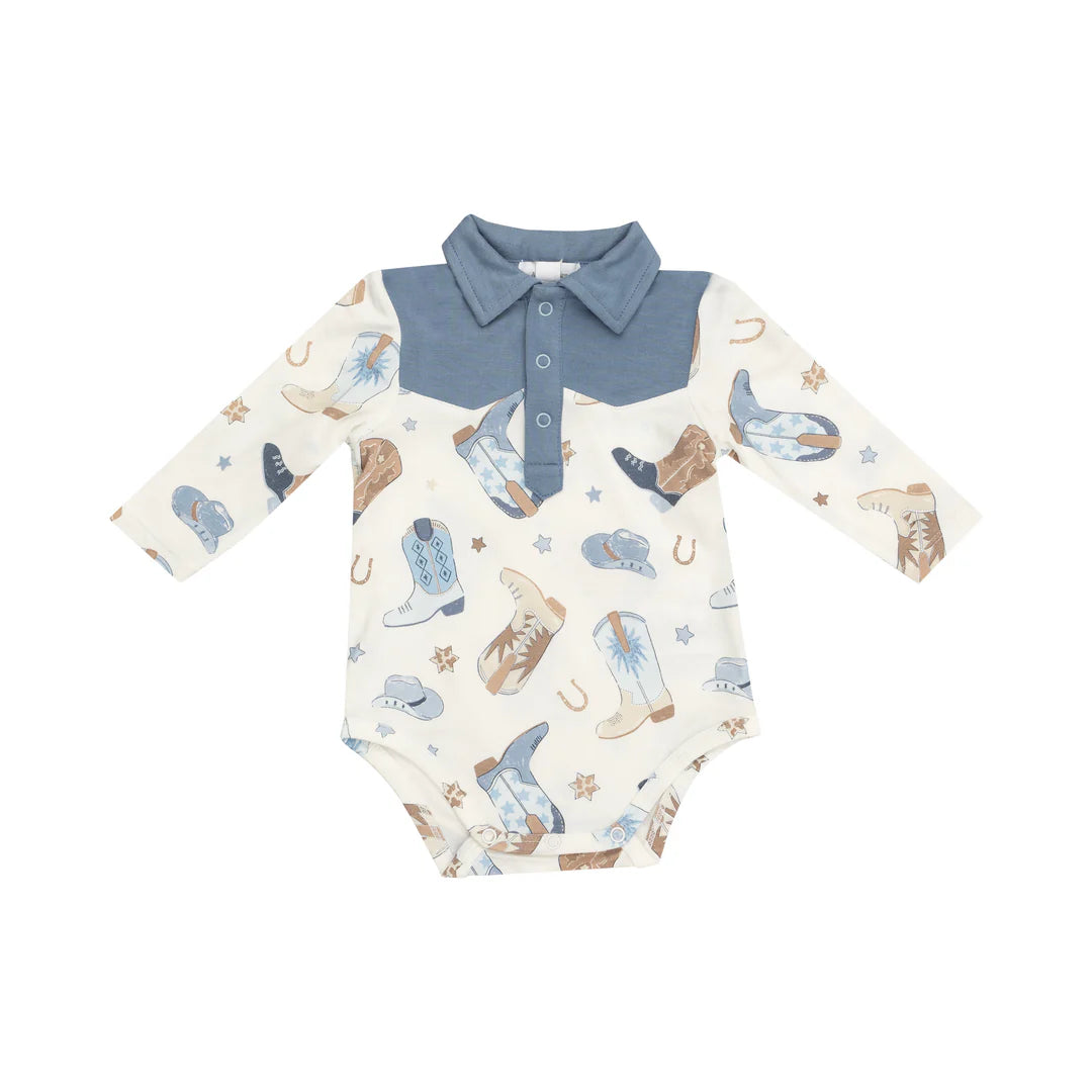 Baby Blue Cowboy Boots Bodysuit