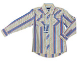 Tan, Blue & Red Stripe Long Sleeve Wrangler Retro