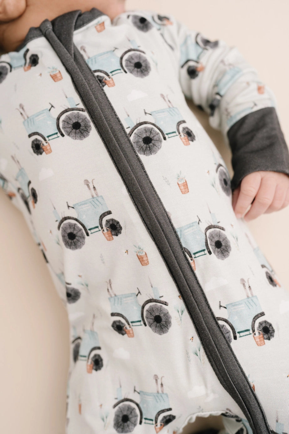 Blue Tractor Bamboo Zipper PJ’s