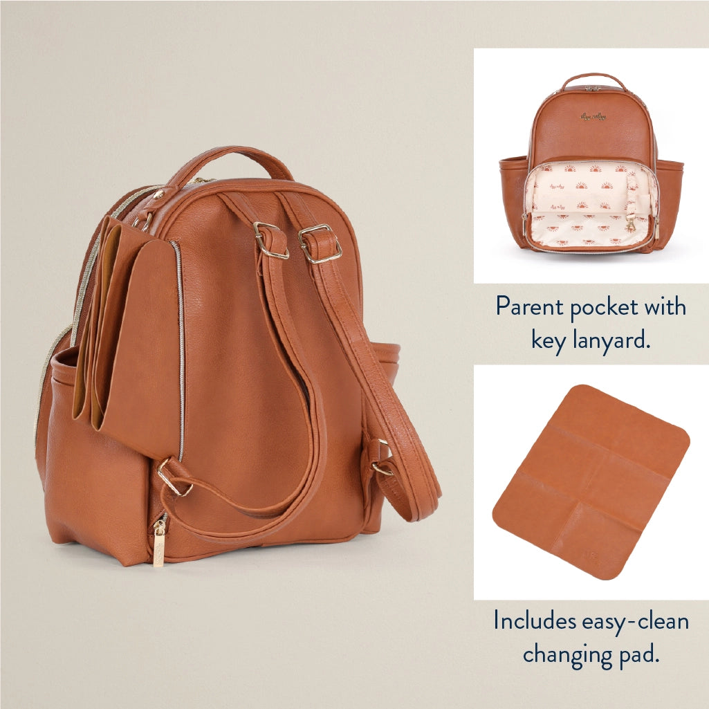 Cognac Mini Plus Backpack Diaper Bag