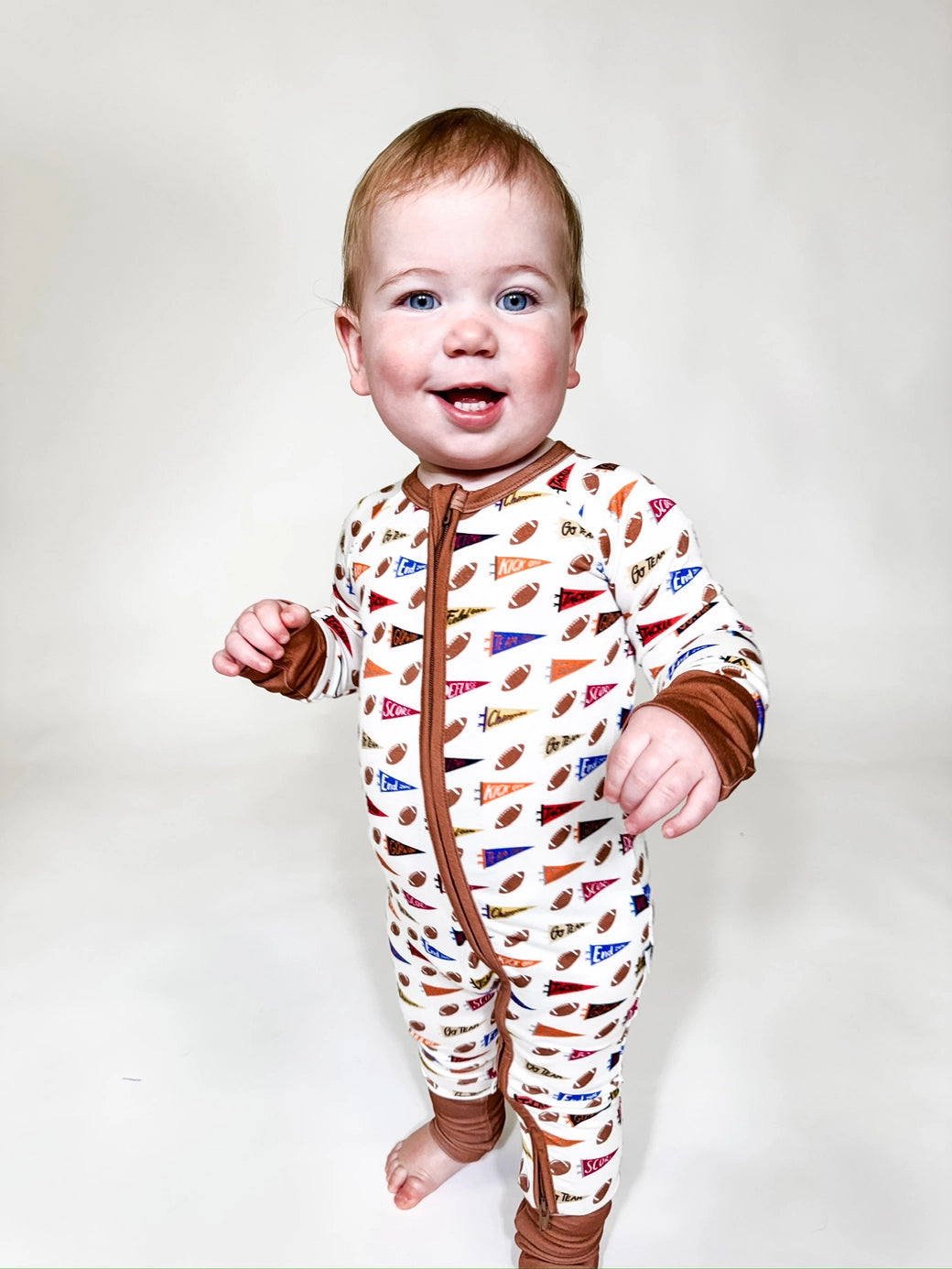 Varsity Football Flags 2-Way Zipper PJ’s