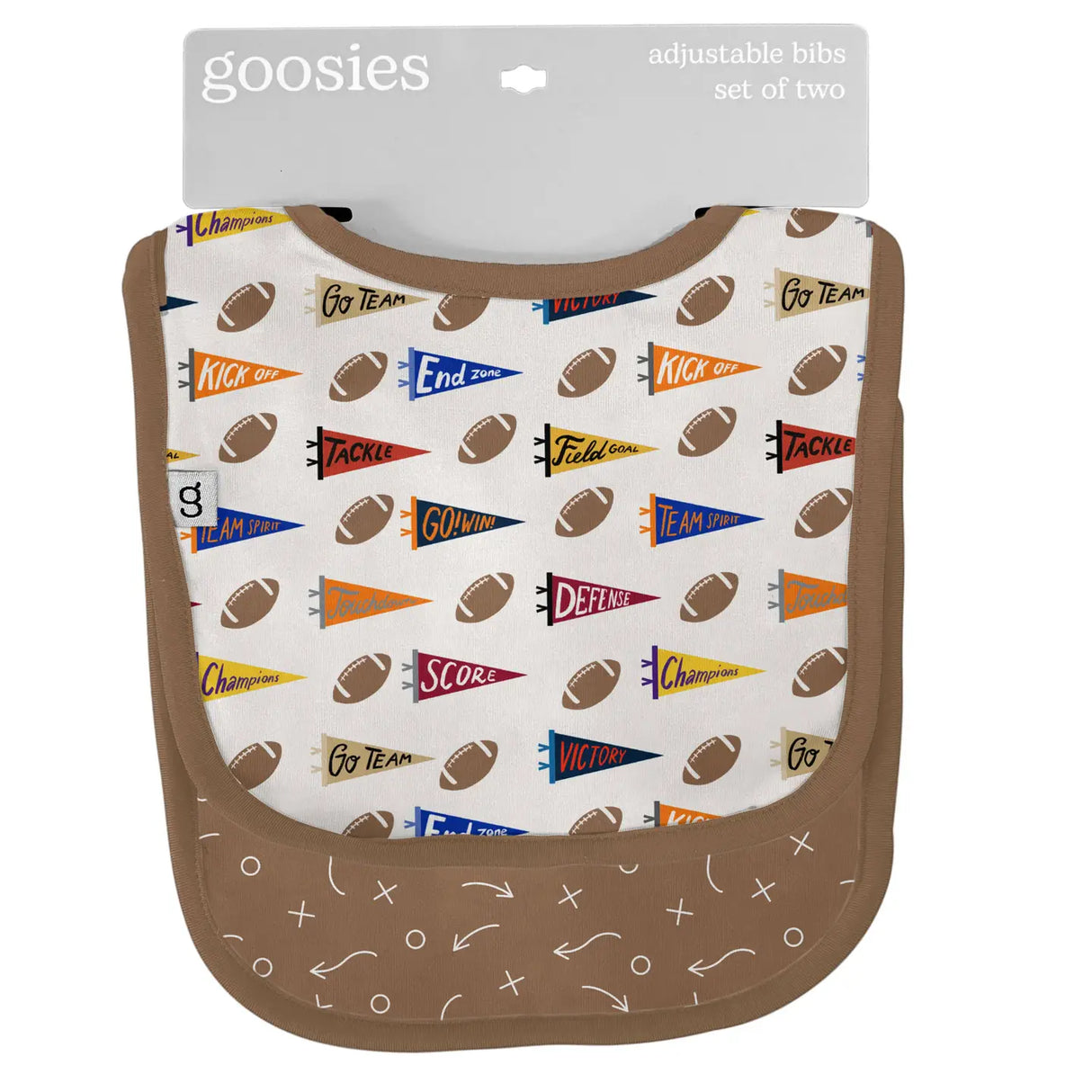 Varsity Football Flags Bamboo Bib Set