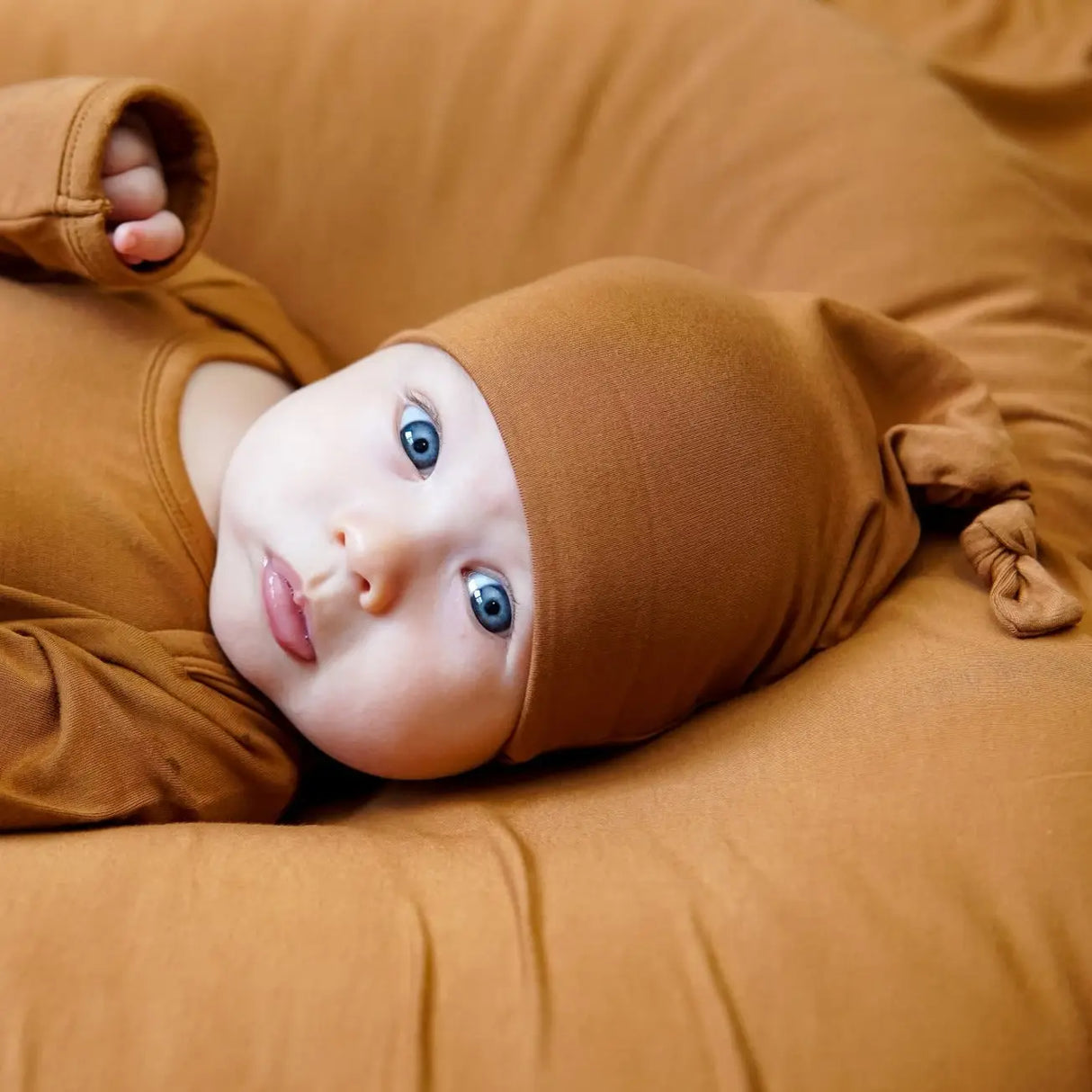 Caramel Bamboo Knotted Gown + Hat