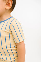 Yellow & Blue Vintage Stripe Bamboo Short Set