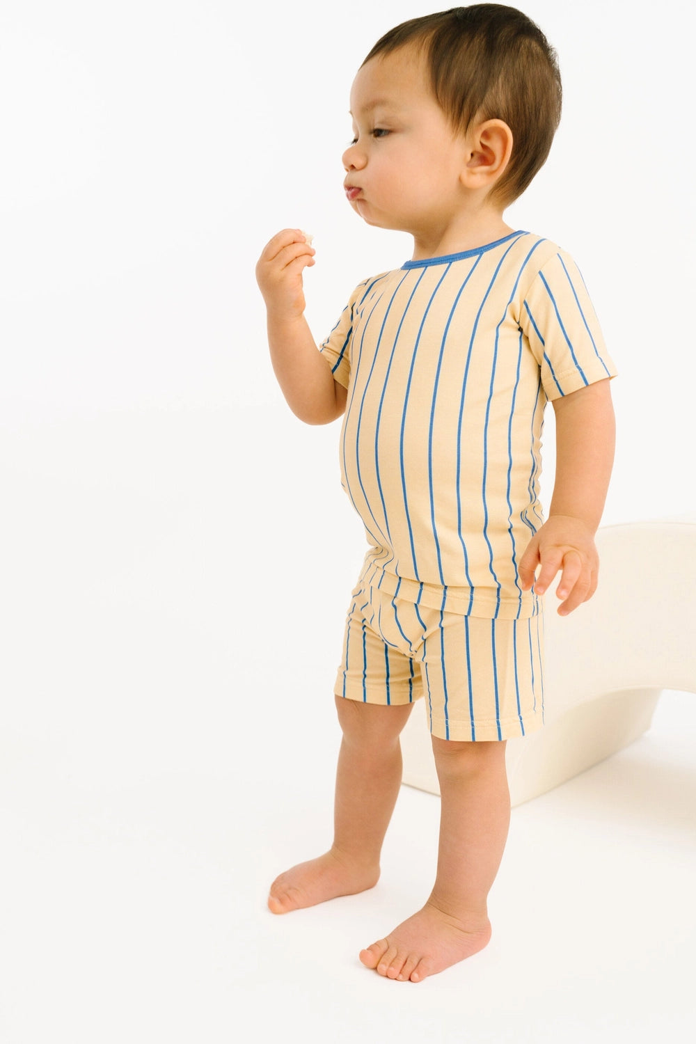 Yellow & Blue Vintage Stripe Bamboo Short Set
