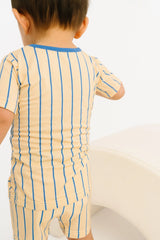 Yellow & Blue Vintage Stripe Bamboo Short Set