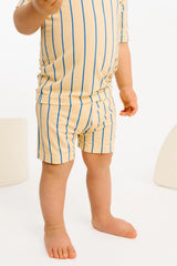 Yellow & Blue Vintage Stripe Bamboo Short Set