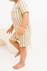Yellow & Blue Vintage Stripe Bamboo Short Set