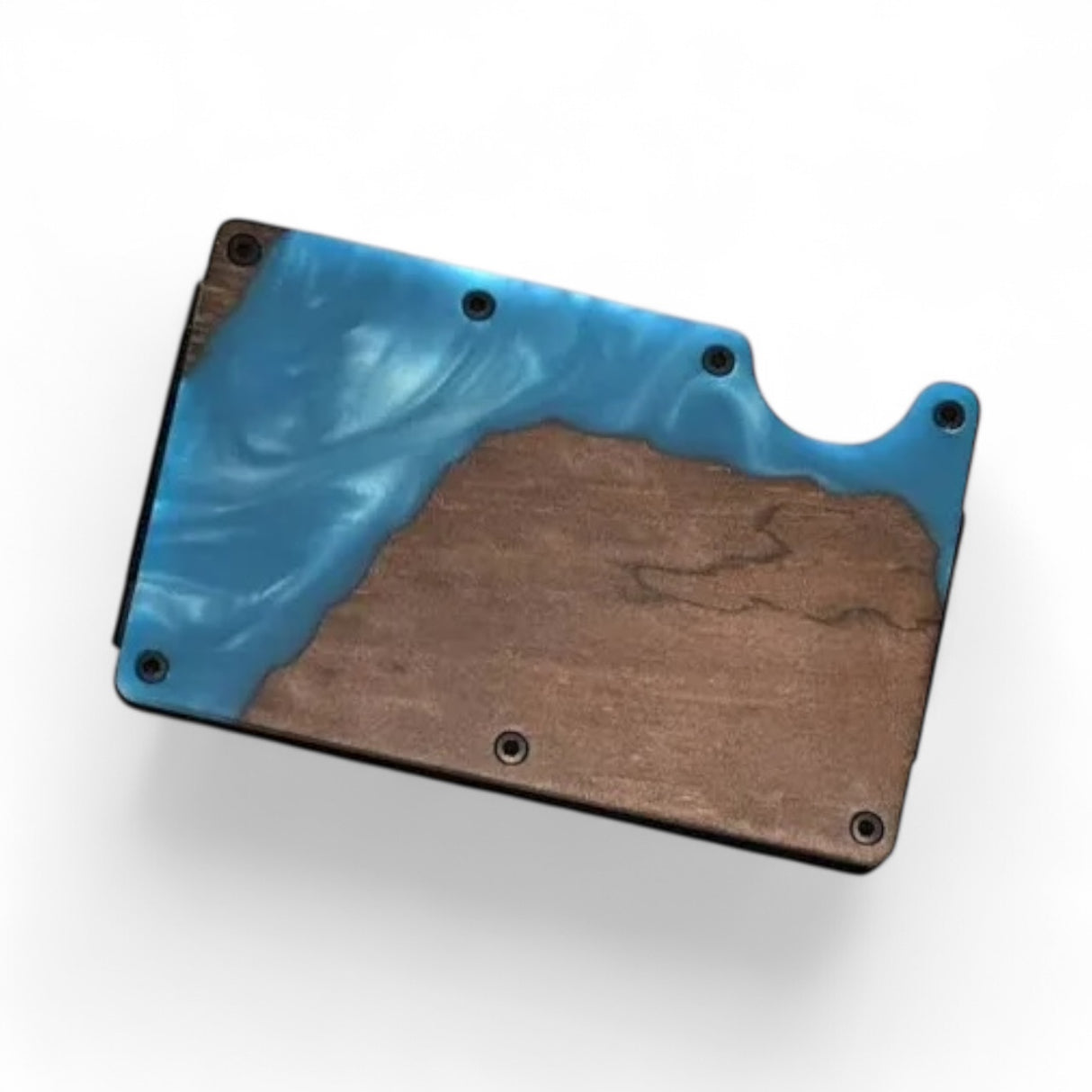 Blue Resin & Wood Smart Wallet