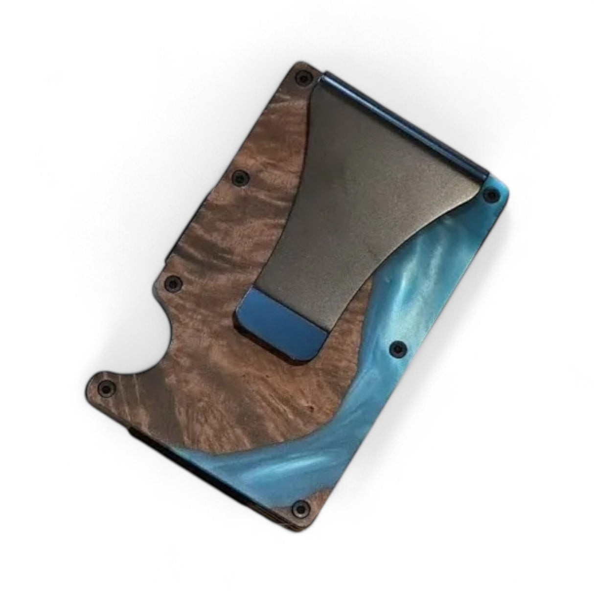 Blue Resin & Wood Smart Wallet