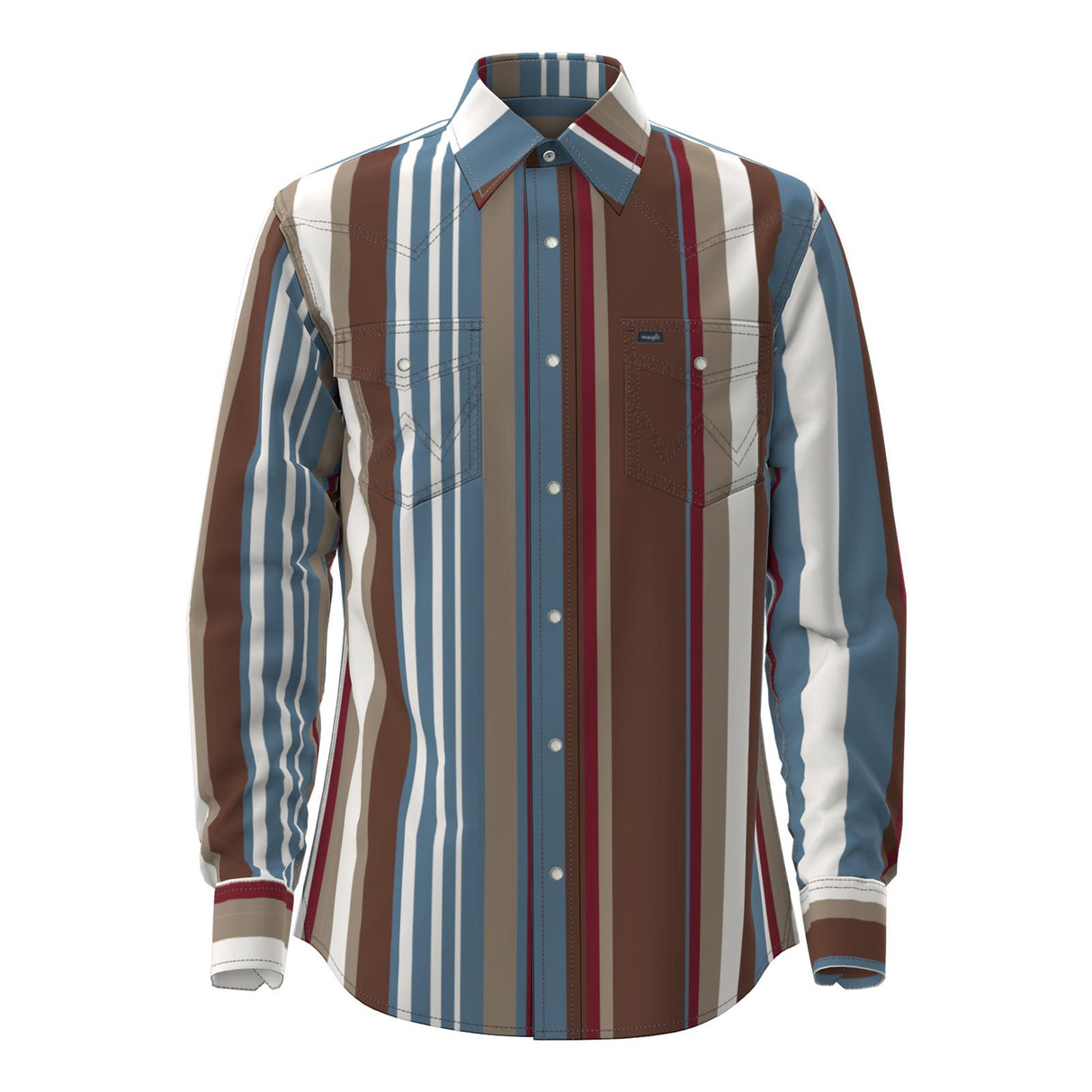 Vintage Stripe Blue & Tan Pearl Snap