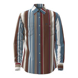 Vintage Stripe Blue & Tan Pearl Snap
