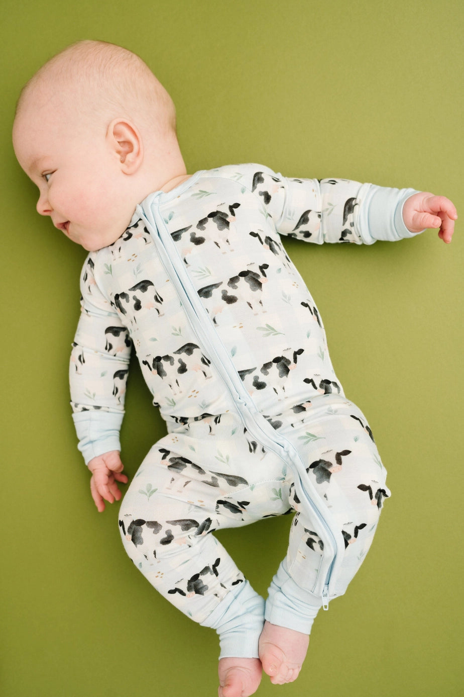 Plaid Dairy Cow Bamboo Zipper PJ’s