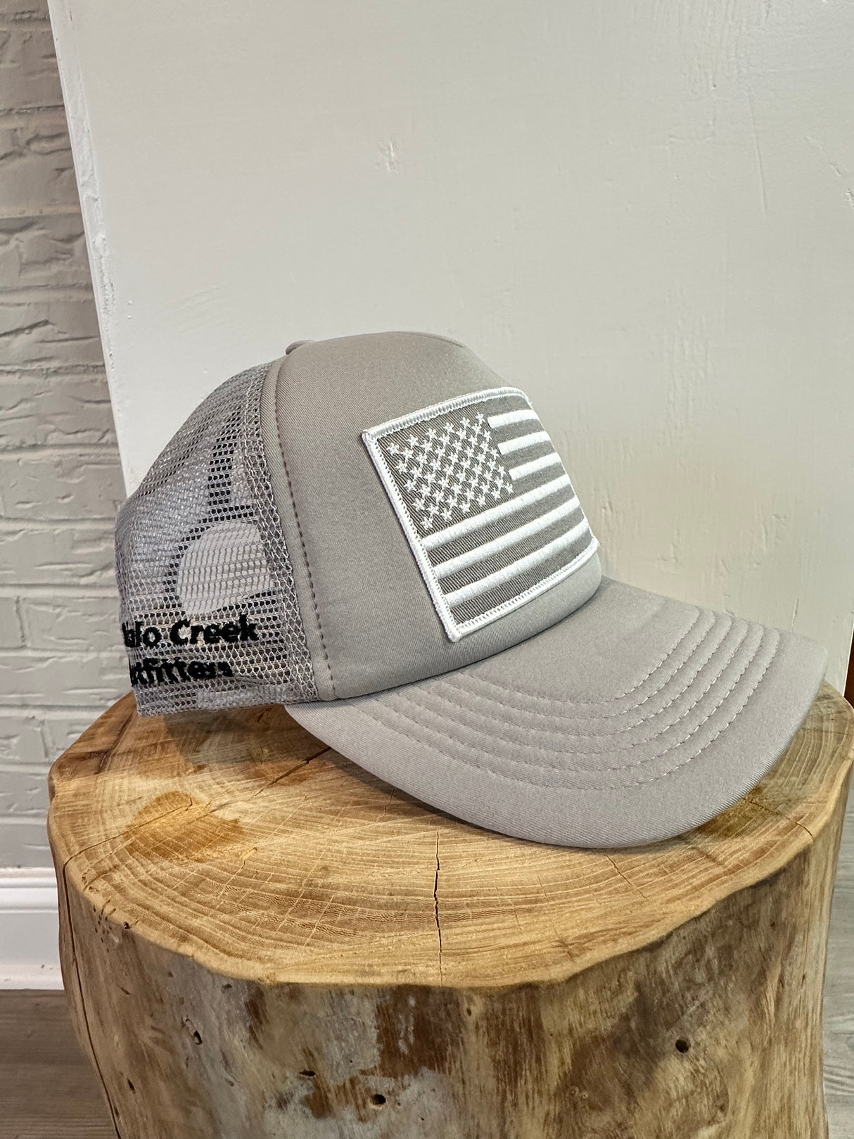 Grey Foam American Flag Trucker Hat