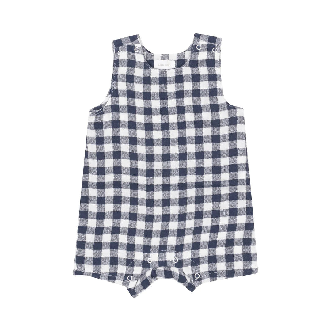 Gingham Navy Overall Shortie