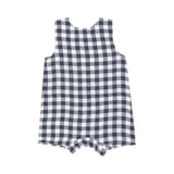 Gingham Navy Overall Shortie