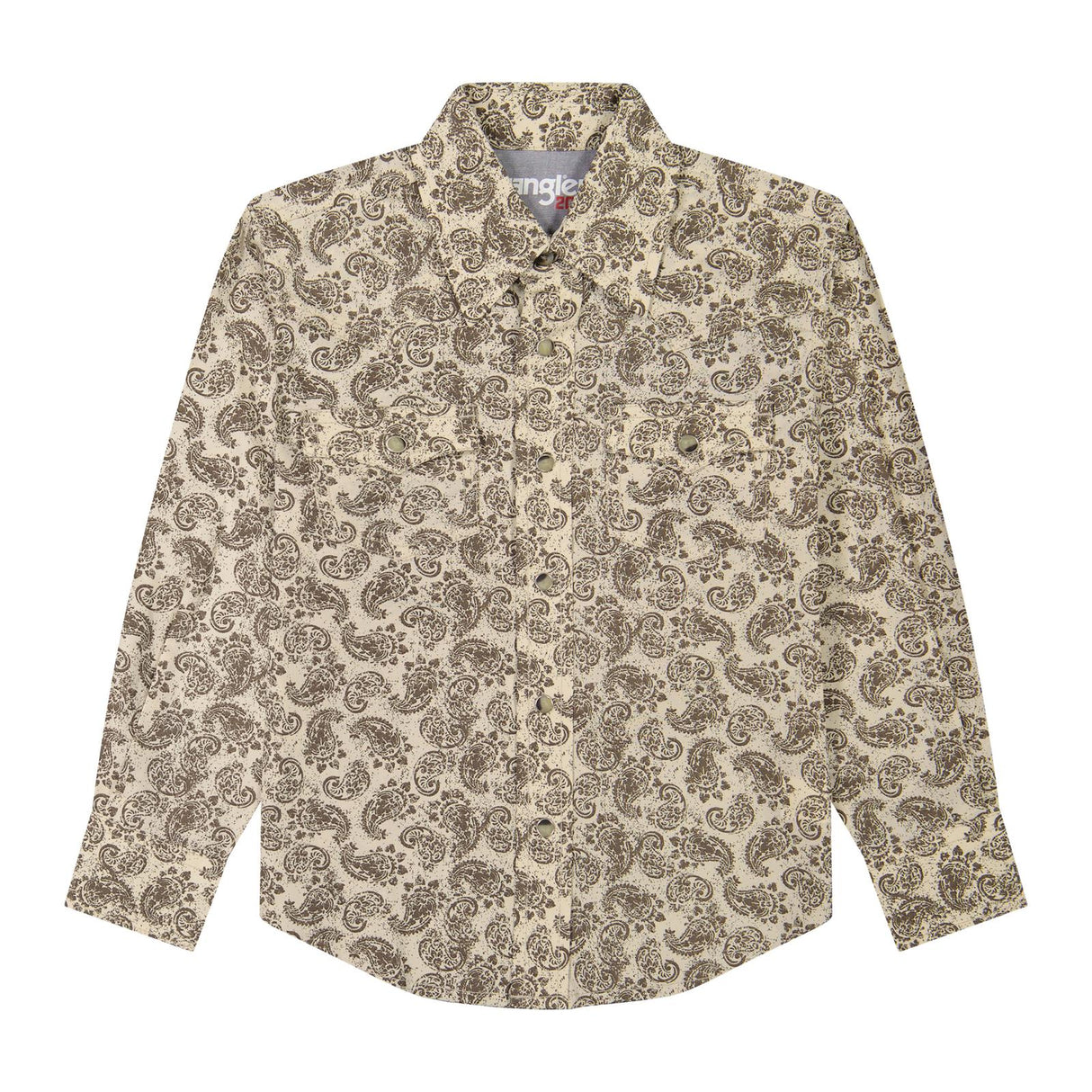 Wrangler 20X Competition Advanced Comfort Long Sleeve Shirt: Cream/Brown Paisley