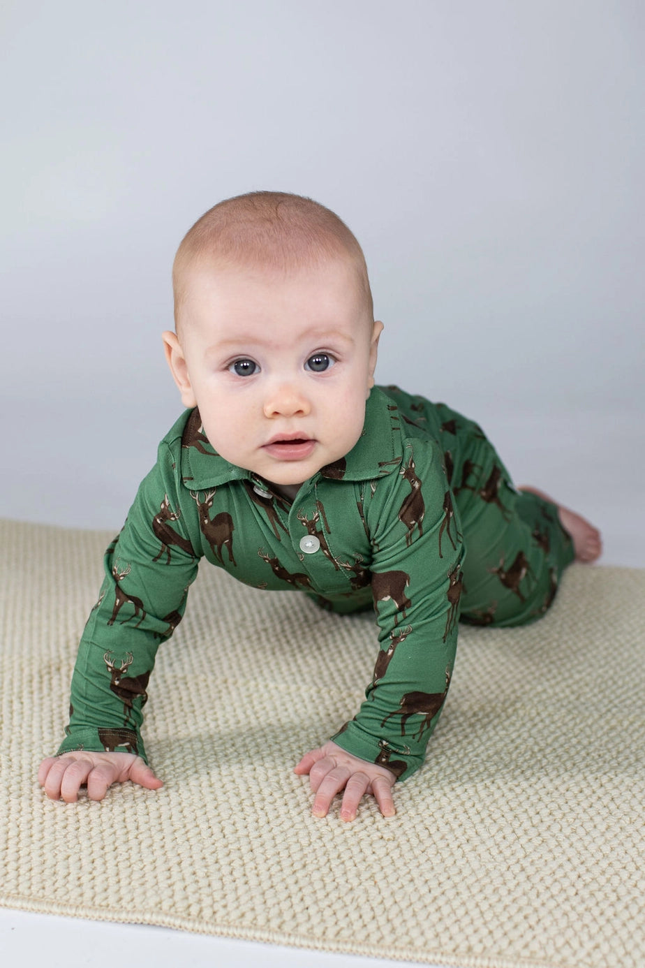 Green Deer Bamboo L/S Romper