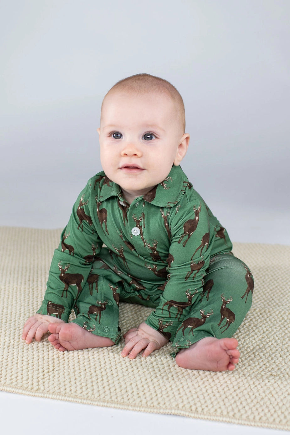 Green Deer Bamboo L/S Romper