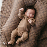 Faded Brown Checkered Muslin Quilt