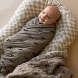 Lightening Bolt & Wavy Checkered Muslin Quilt