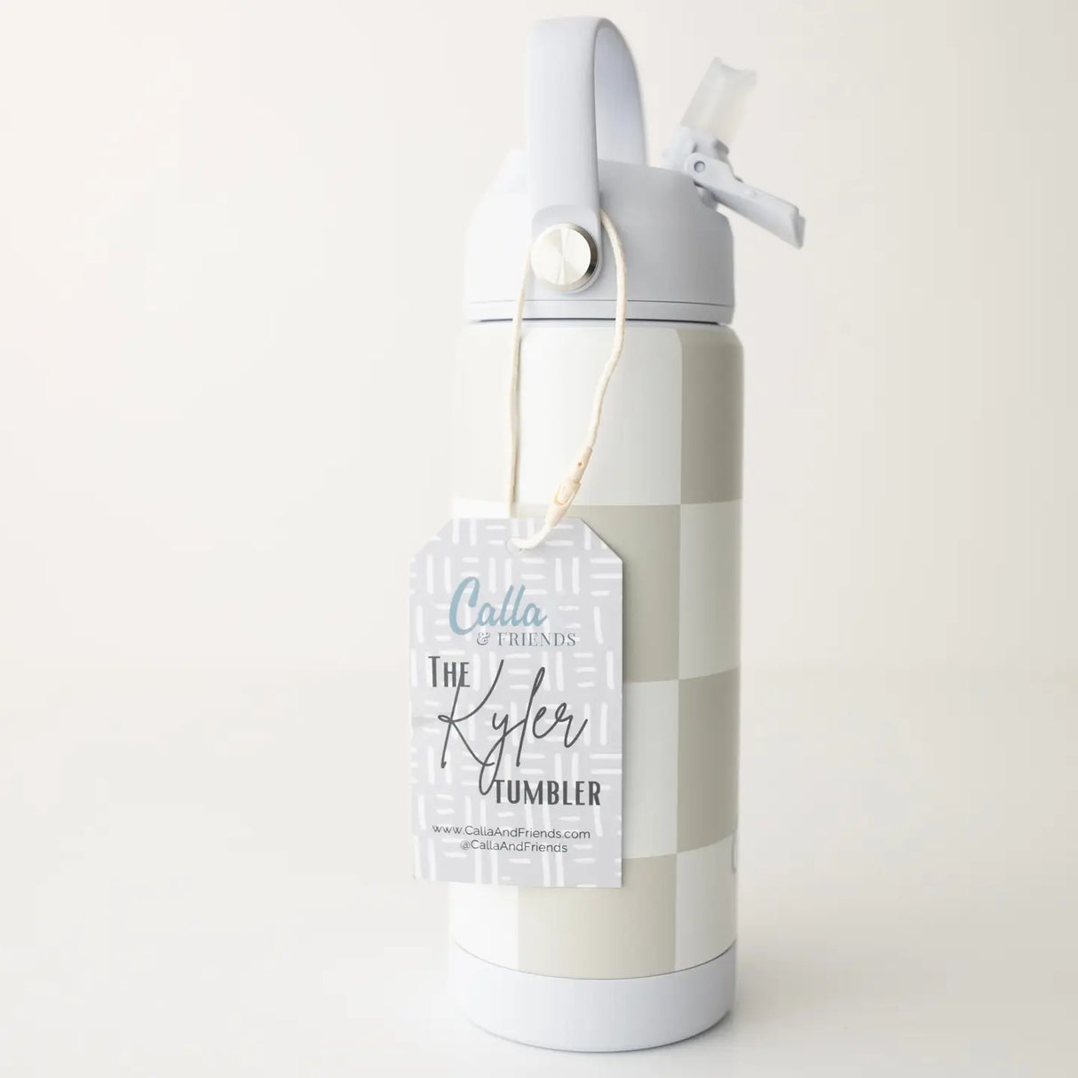Kyler Taupe Checkered Tumbler