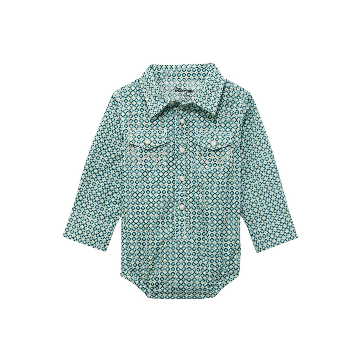 Wrangler Infant Long Sleeve Turquoise Bodysuit