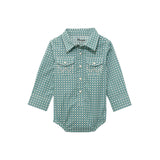 Wrangler Infant Long Sleeve Turquoise Bodysuit