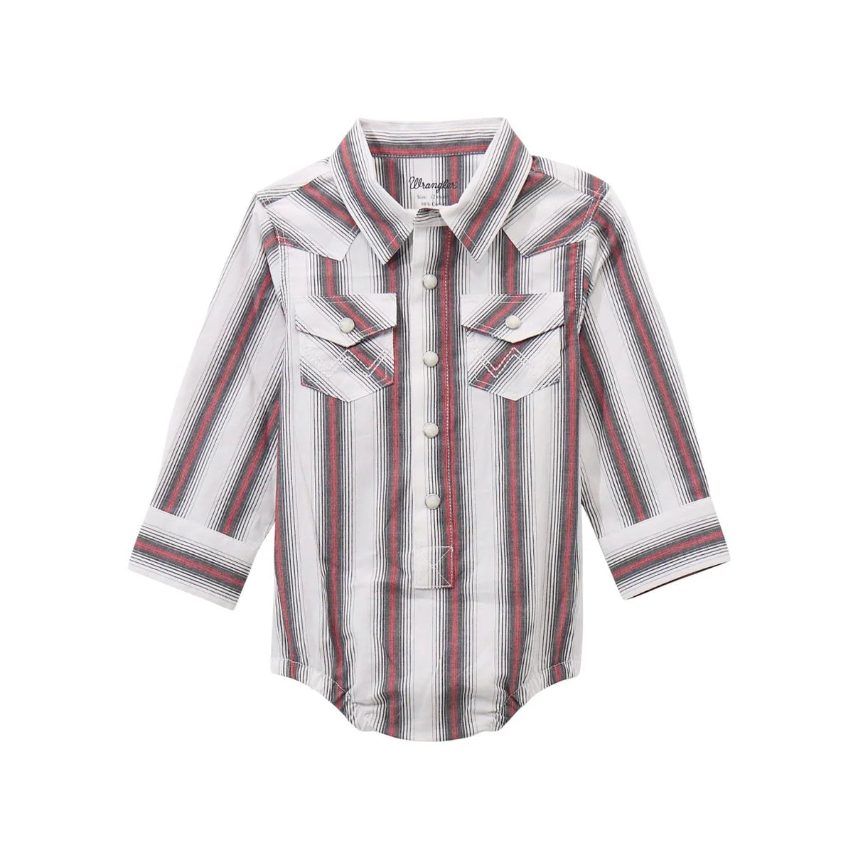 Wrangler Infant Long Sleeve White Striped Bodysuit