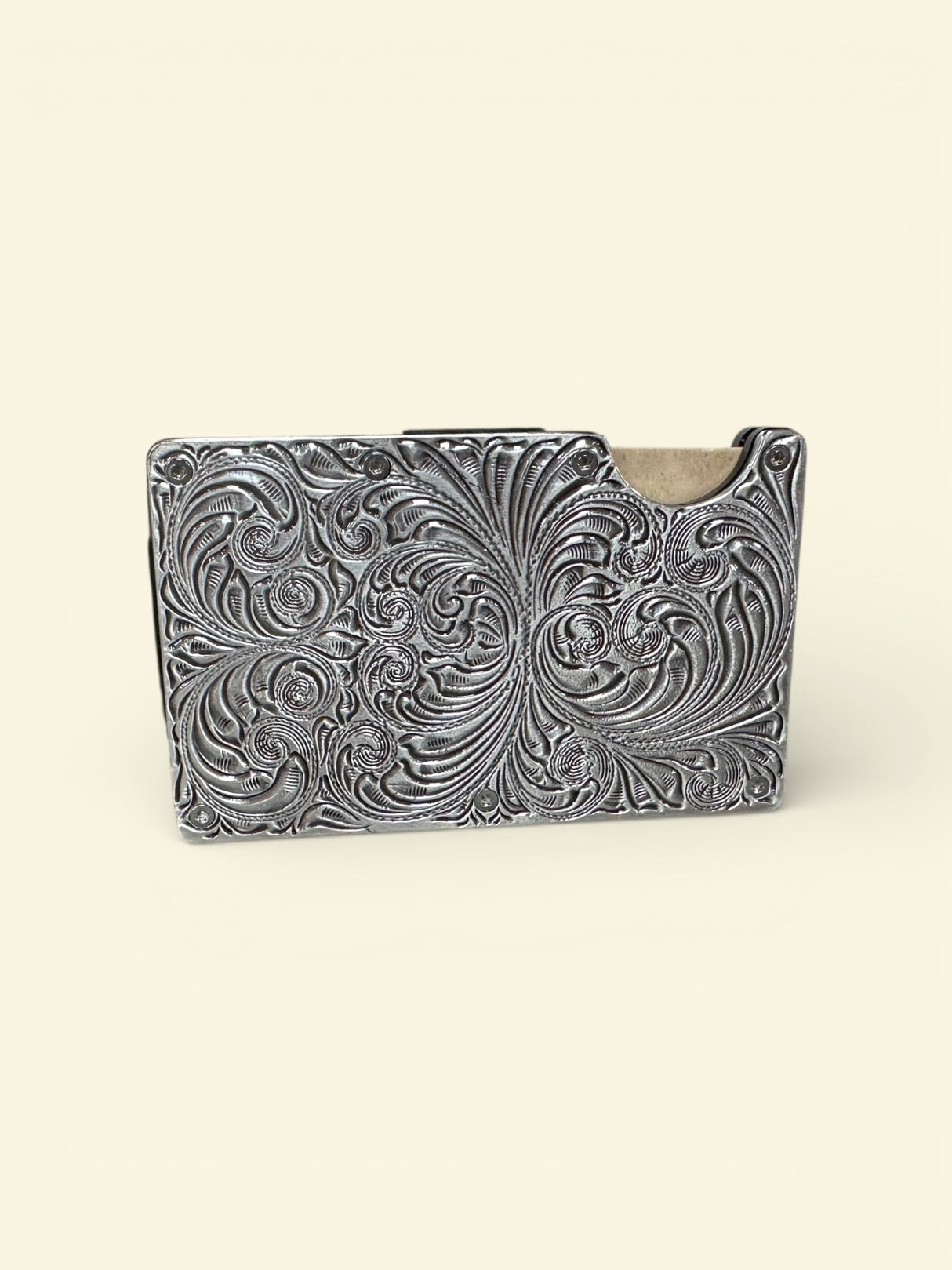 3D Smart Wallet Silver Scroll