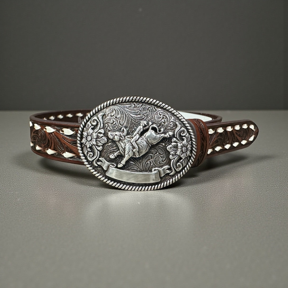 Nocona Boys Floral Belt w/ Bull Rider Buckle
