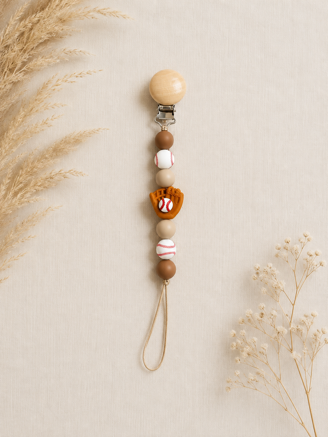 Neutral Baseball Glove Paci Clip