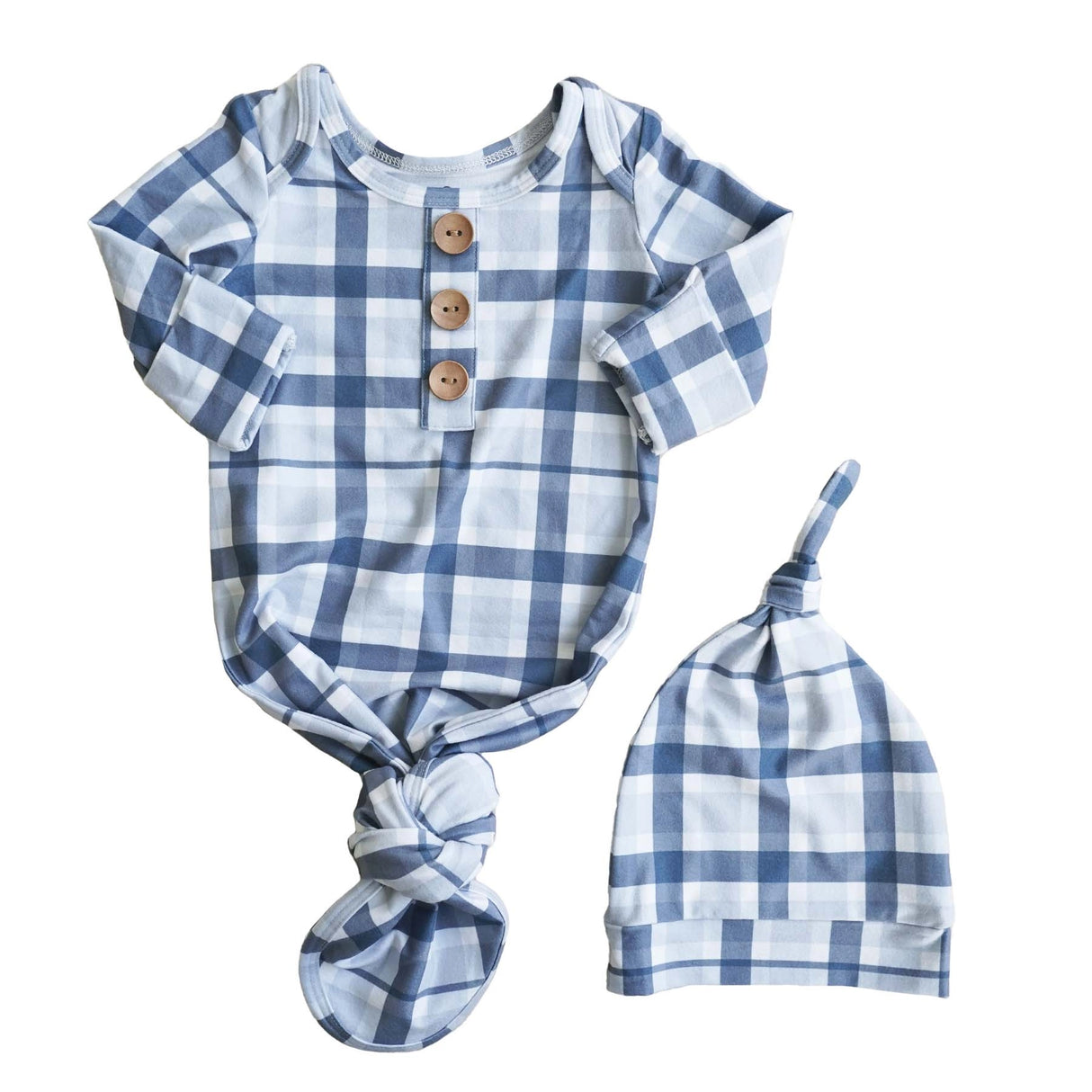 Paxton’s Plaid Newborn Knotted Gown + Hat
