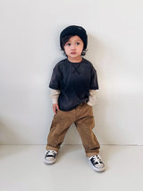 Navy Acid Washed Layered Tee