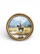 Round Watercolor Cowboy Canvas Photo