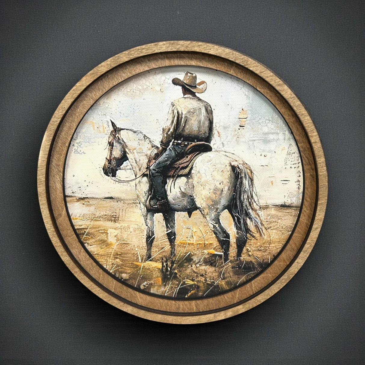 Round White Horse Canvas Photo