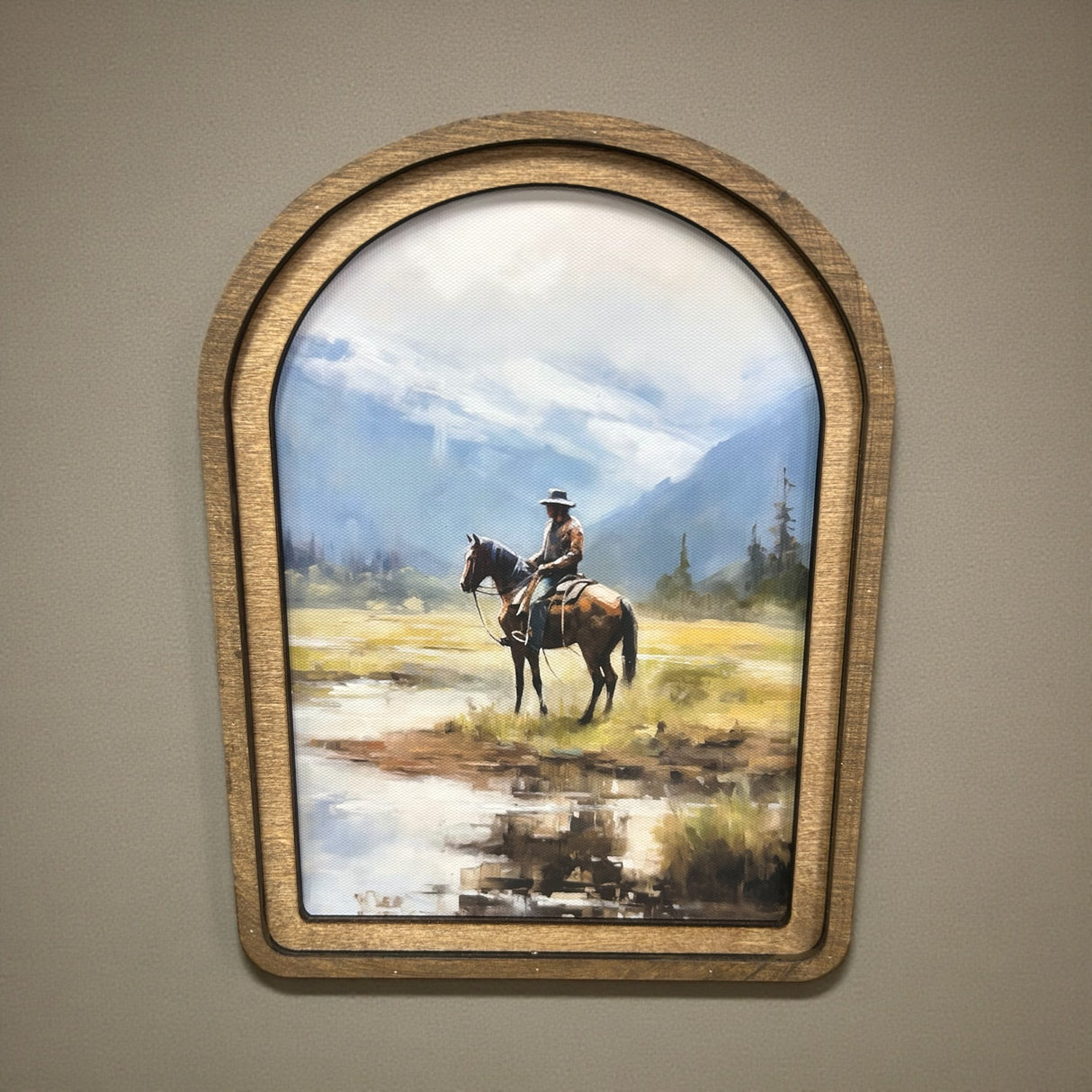 Arch Top Watercolor Cowboy Canvas Photo