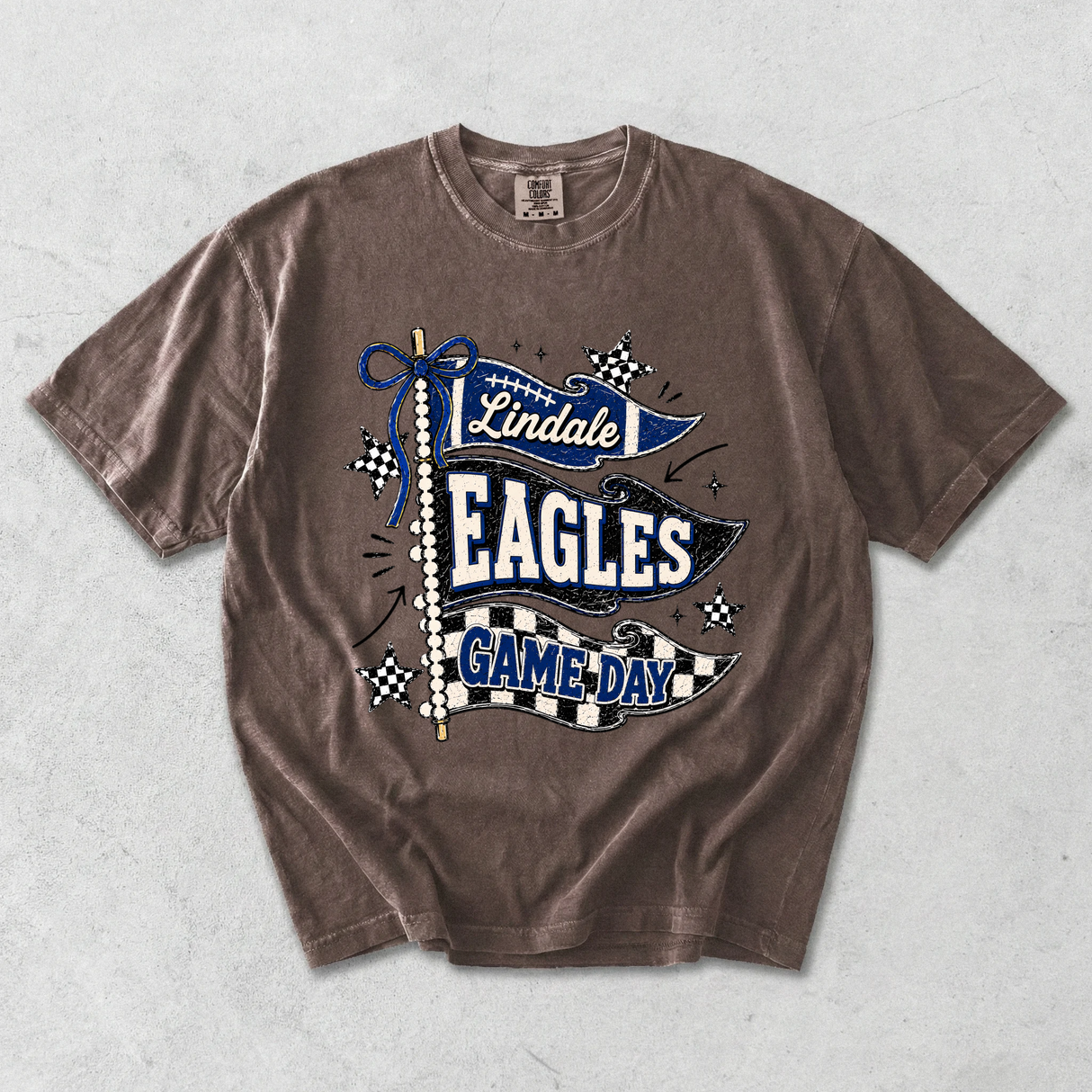 Lindale Eagles Checkered Game Day Banner Tee