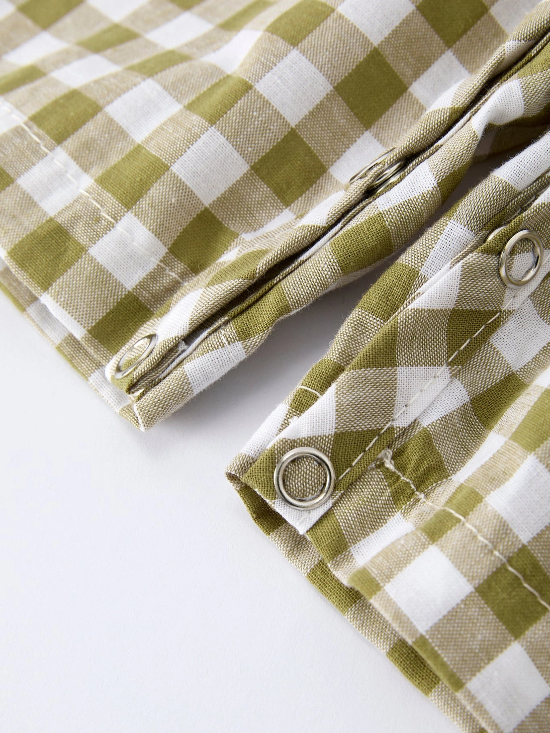 Green Plaid Embroidered Fish Romper