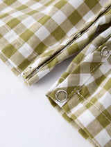 Green Plaid Embroidered Fish Romper