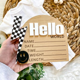 Checkered Lightening Bolt Birth Announcement Sign