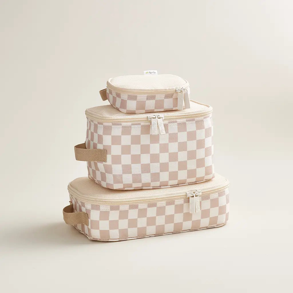 Taupe Checkerboard Pack Like a Boss Packing Cubes