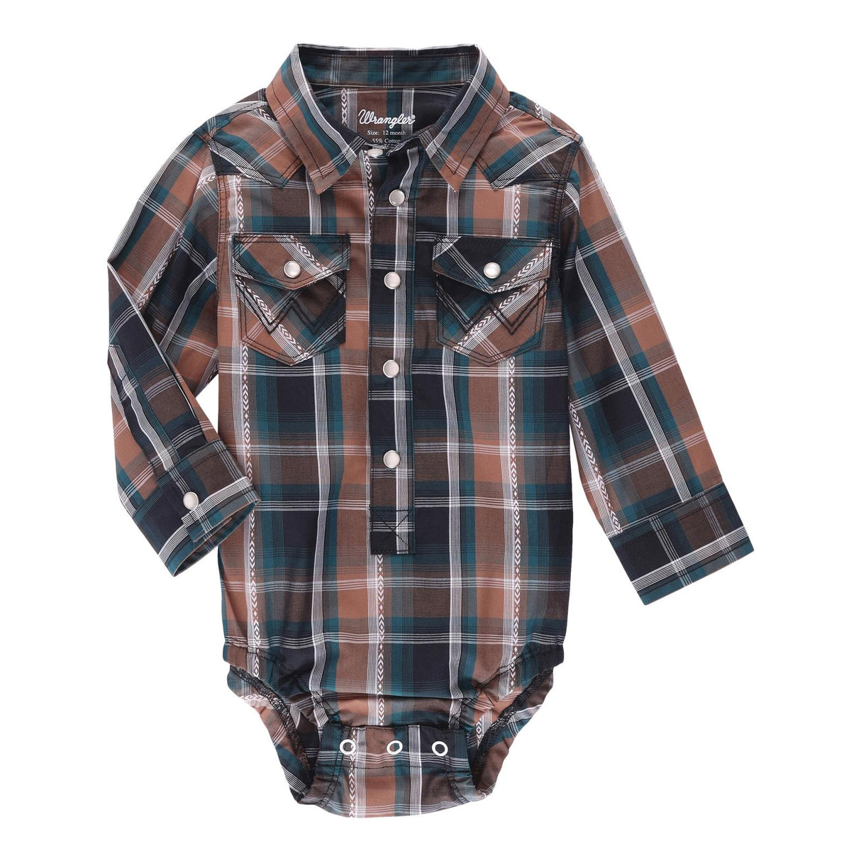 Brown & Blue Infant Pearl Snap Bodysuit