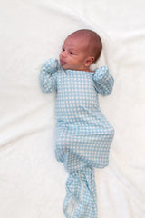 Blue Gingham Bamboo Knotted Gown