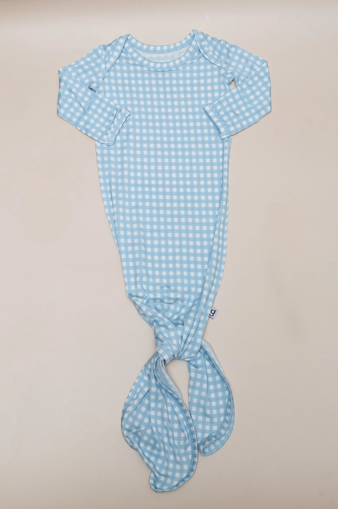 Blue Gingham Bamboo Knotted Gown