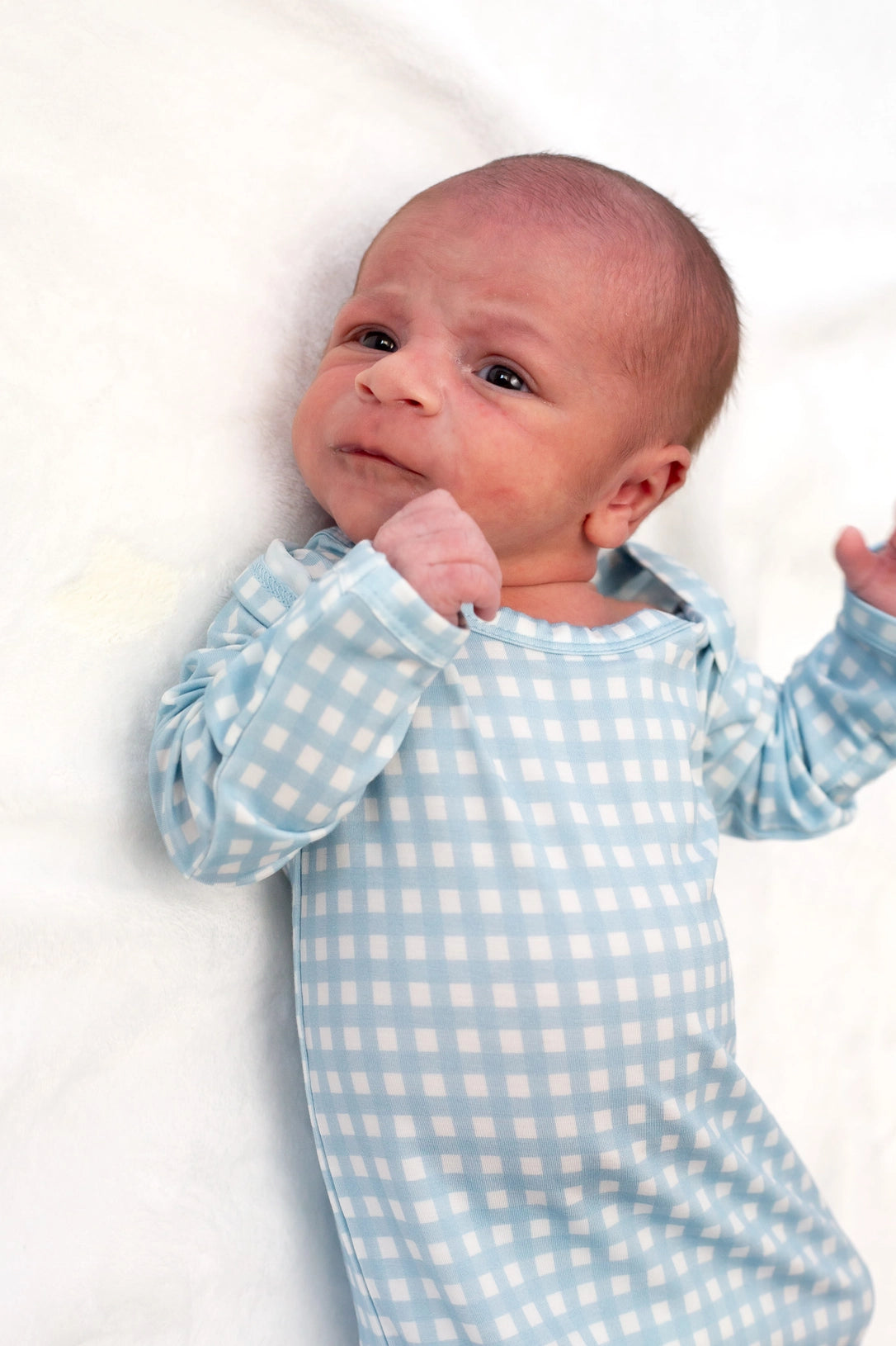 Blue Gingham Bamboo Knotted Gown
