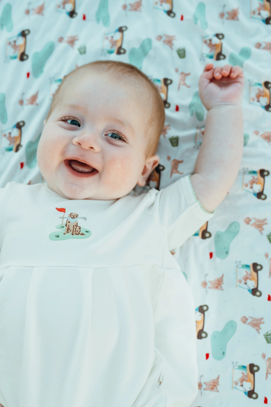 Golf Dog Pip Embroidered Bubble Romper